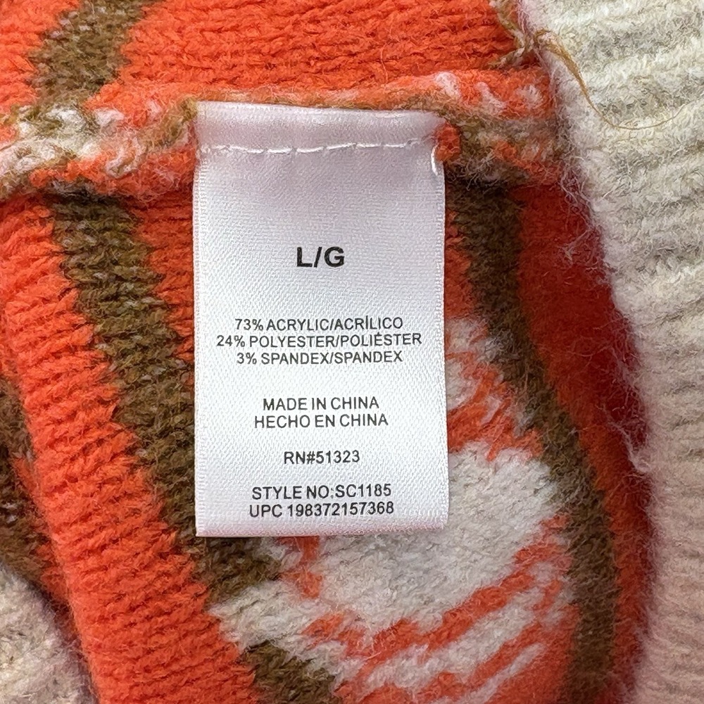Vince Camuto Sweater Womens L Beige Pumpkin Print Fall Fest Holiday Knit Comfy - Picture 15 of 16